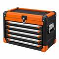 Caja de herramientas con 5 cajones 76 x 40 x 48 cm de acero negro y naranja con cierre