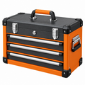 Caja de herramientas 50 x 25 x 35 cm de acero negro/naranja con 3 cajones y cerradura