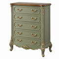 Cómoda de 5 cajones 90 x 45 x 120 cm de madera verde estilo clásico