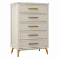 Cómoda 90 x 45 x 125 cm de madera beige con encimera de mármol - almacenaje contemporáneo
