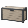 Baúl de almacenaje exterior 120 x 60 x 65 cm de resina beige y gris antracita con tapa