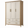 Armario 150 x 60 x 200 cm de madera beige y natural con 3 puertas y 3 cajones estilo clásico