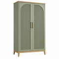 Armario 90 x 45 x 180 cm de madera verde con puertas acanaladas estilo moderno
