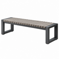 Banco de jardín 120 x 40 x 45 cm de madera y metal gris negro de estilo contemporáneo
