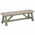 Banco de jardín 180 x 40 x 45 cm de madera gris y verde de estilo rústico