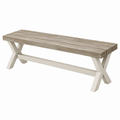 Banco de comedor 180 cm de madera gris claro y blanco estilo rústico
