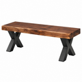 Banco de comedor 180 x 40 x 45 cm de madera marrón y metal negro estilo industrial