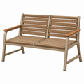 Banco de jardín 120 x 65 x 85 cm de aluminio y cuerda trenzada beige con reposabrazos de madera