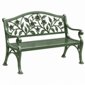 Banco de jardín 125 x 60 x 92 cm de metal verde con respaldo floral